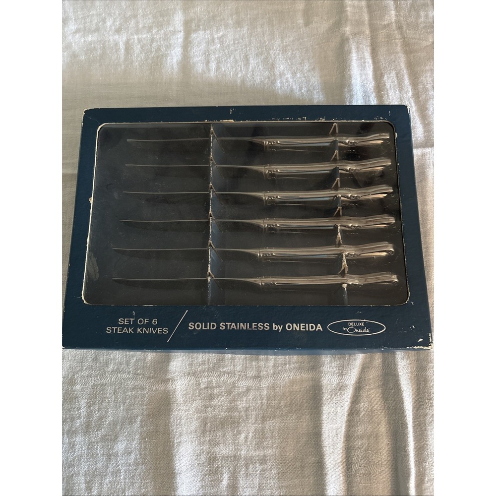 VTG 6 Oneida Chateau Stainless Flatware Steak Knives 9-1/8" Hollow Handle